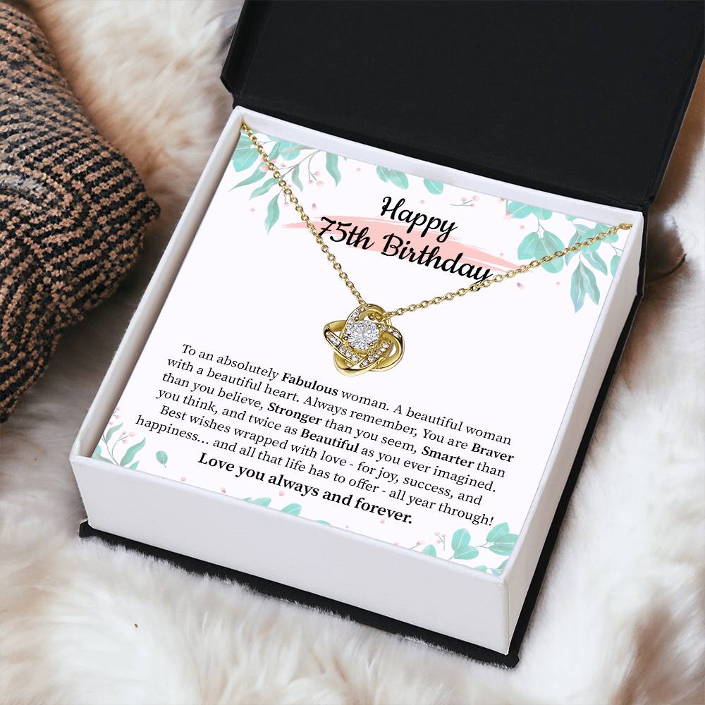 75th Birthday Necklace Gift for Woman with Heartfelt Message