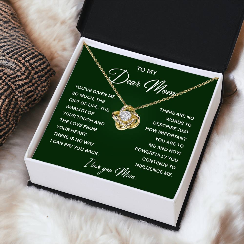 I Love You Mom Necklace with Emotional Gift Note