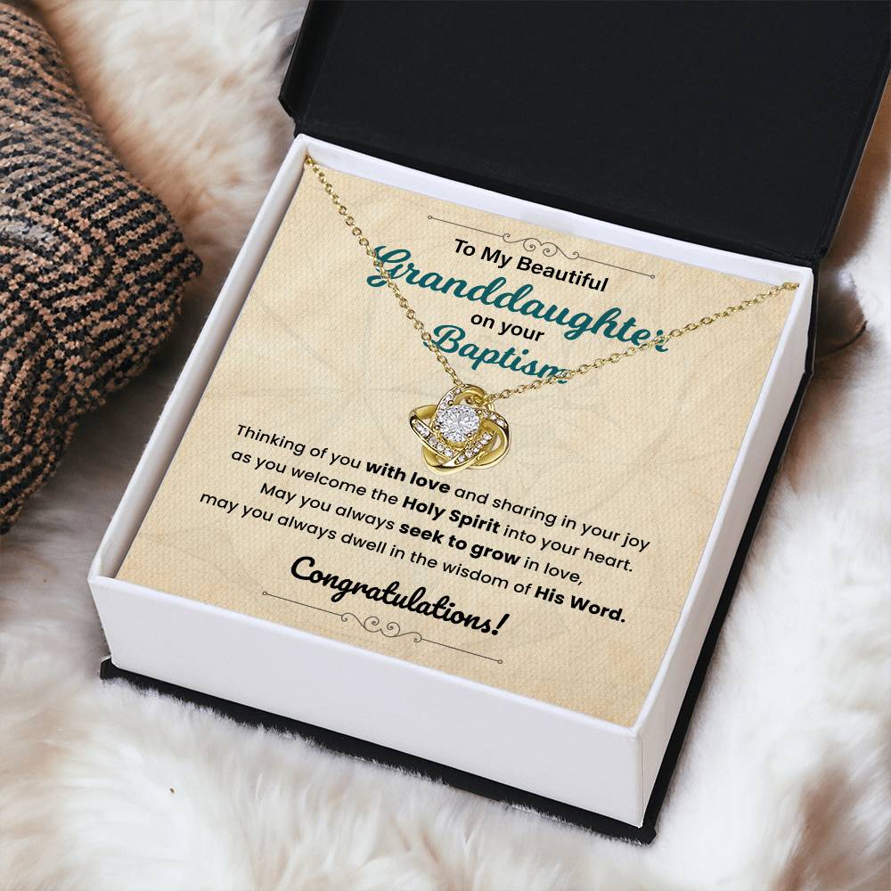 Baptism Necklace Gift For Granddaughter With Message Card