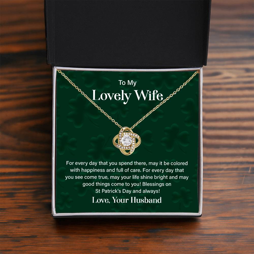 Wife St. Patrick's Day Necklace Gift Box & Card