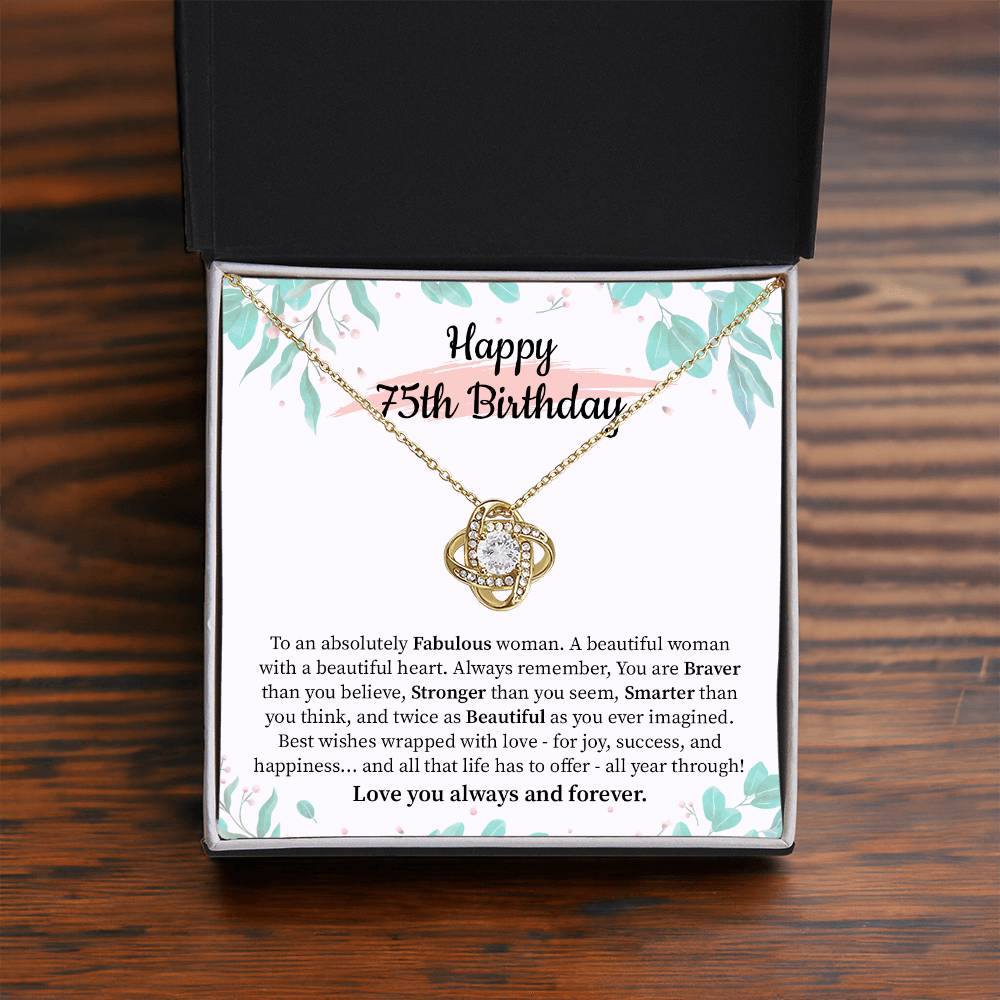 75th Birthday Necklace Gift for Woman with Heartfelt Message