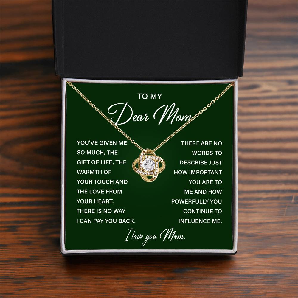 I Love You Mom Necklace with Emotional Gift Note