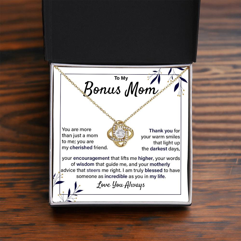 Bonus Mom Necklace Gift from Daughter with Card
