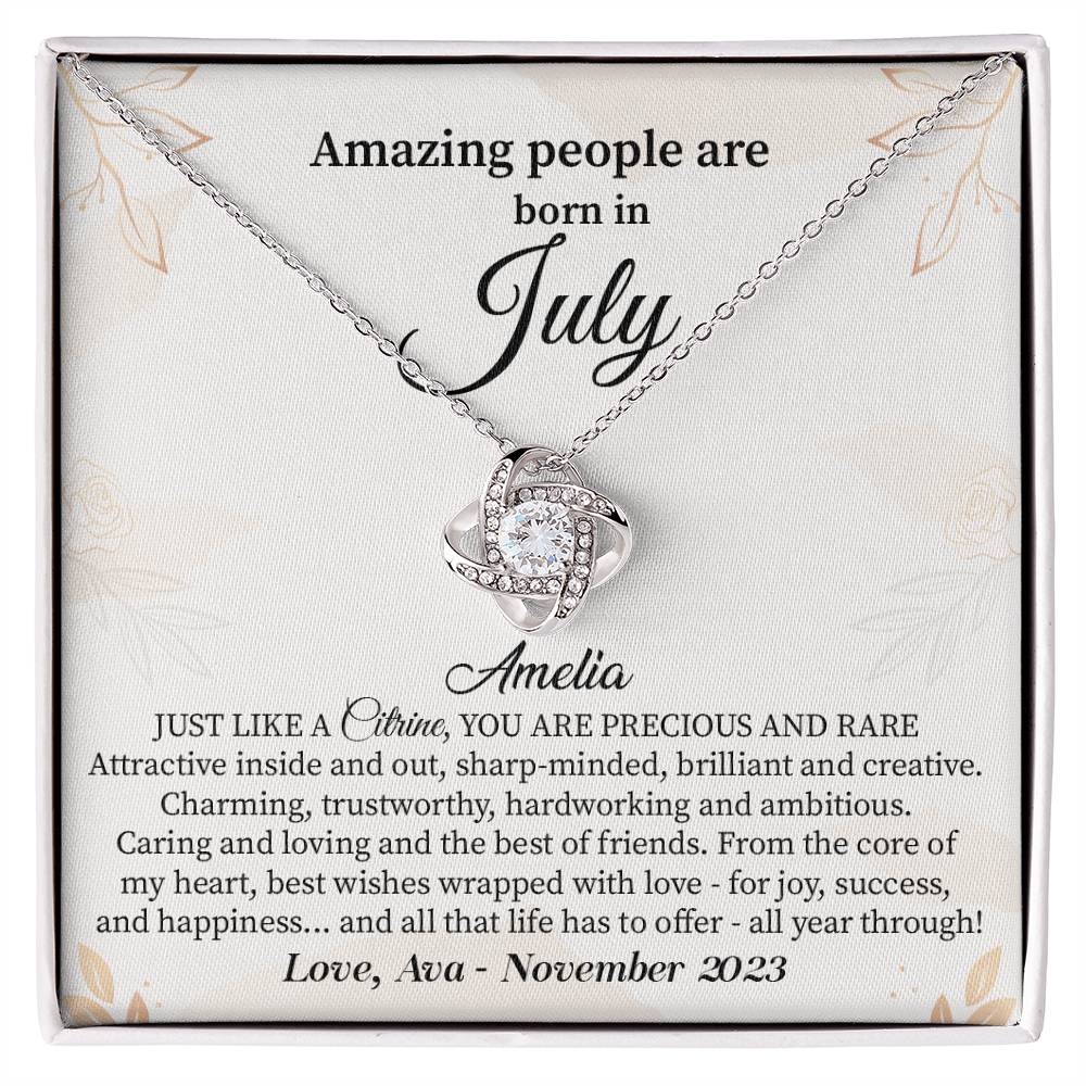 July Birthday Gift for Her – Elegant Necklace with Card
