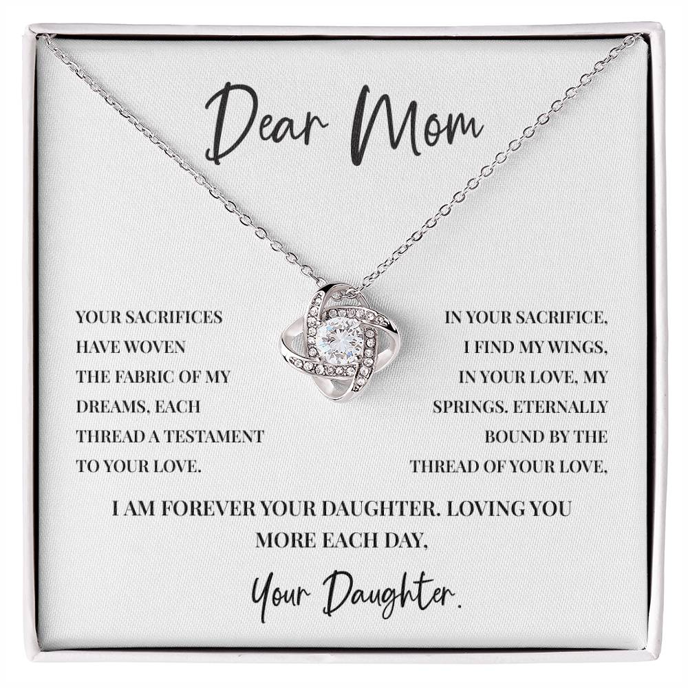 Dear Mom Necklace – Woven Love Gift from Daughter with Keepsake Card