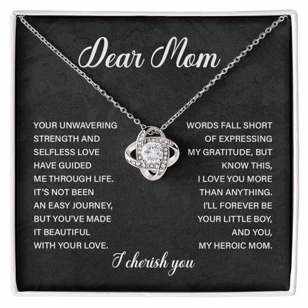 Dear Mom Necklace – From Son to Heroic Mother with Sentimental Card Gift