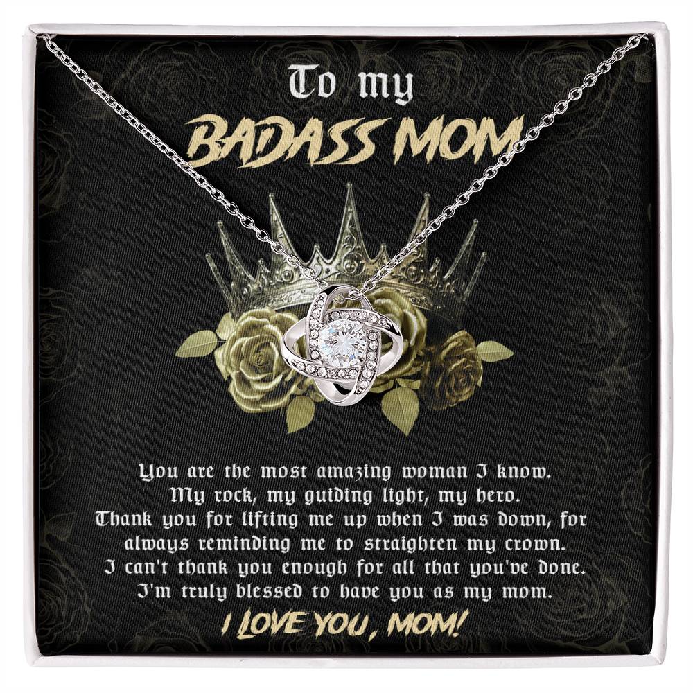 Badass Mom Necklace Gift with Crown Message Card – Fierce & Loving