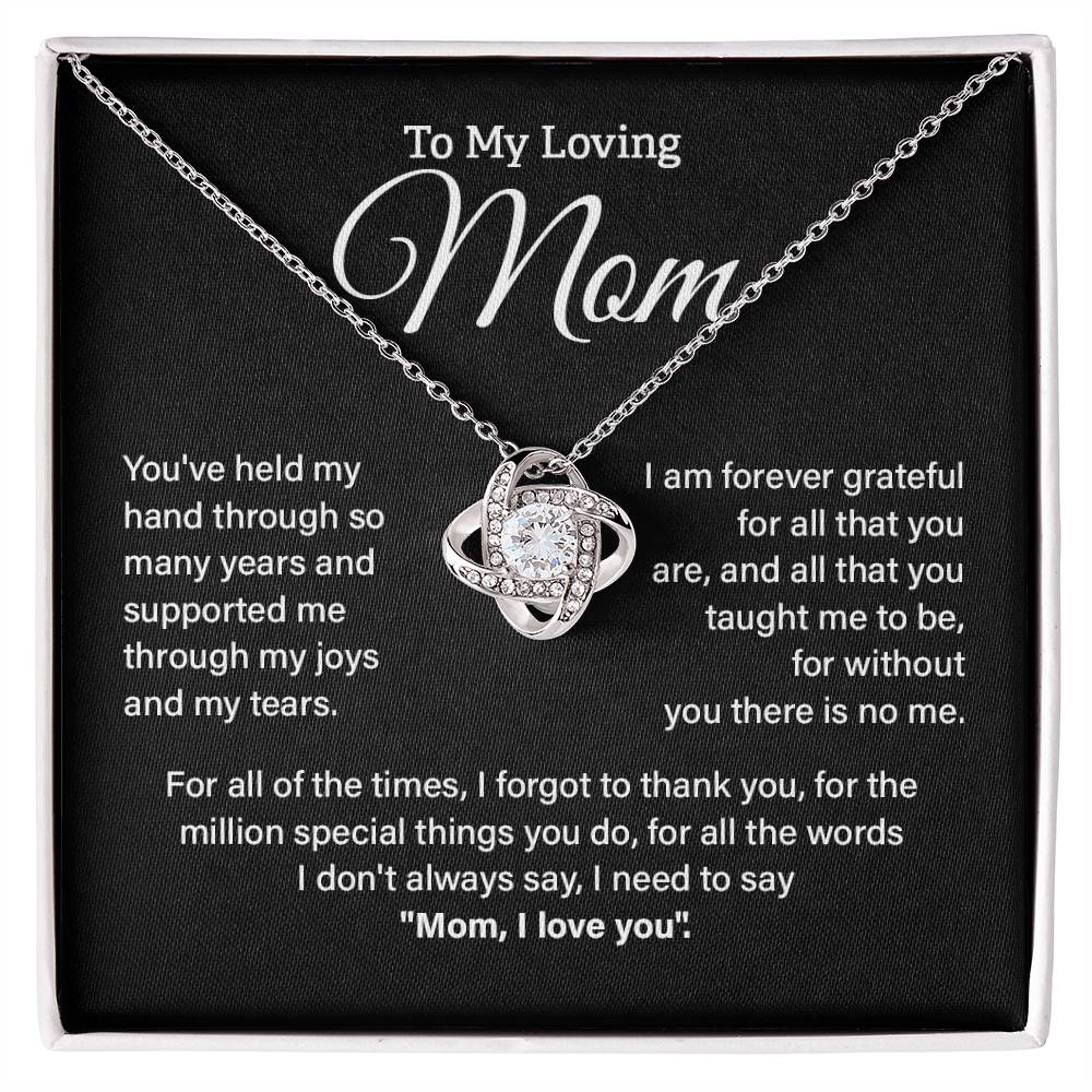 Loving Mom Necklace Gift from Son or Daughter – Thank You Quote Card