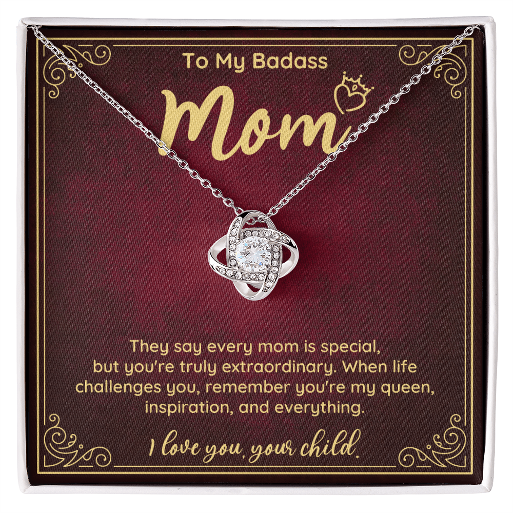 Badass Mom Necklace Gift from Daughter or Son – Fierce Queen Jewelry for Mother’s Day, Birthday