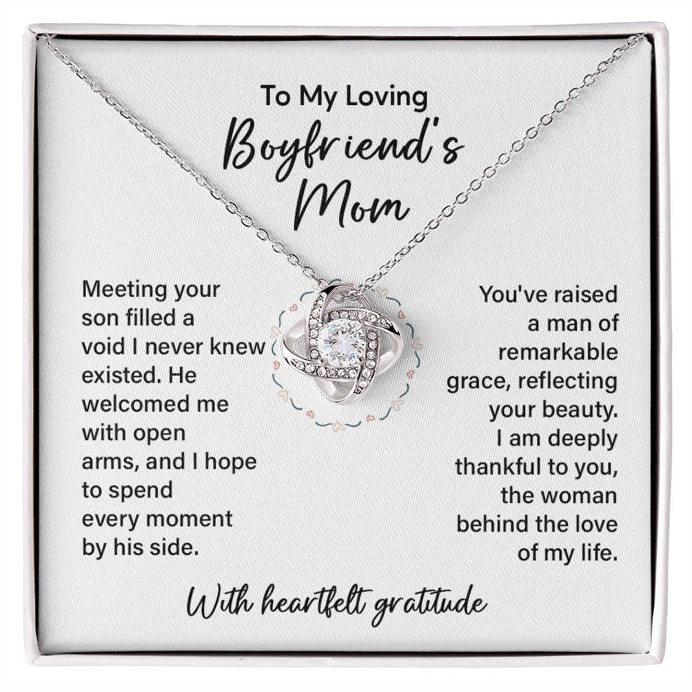 To My Loving Boyfriend's Mom Graceful And Loving Mom Necklace Boyfriend’s Mom Tribute Necklace Necklace For Boyfriend’s Family Bond Son Raised By Love Necklace Unique Family Bond Necklace Meaningful Gift For Boyfriend’s Mom Necklace For Incredible Mom
