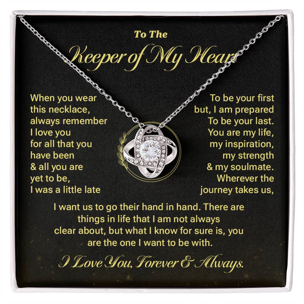 Keeper of My Heart Necklace Gift with Message Card