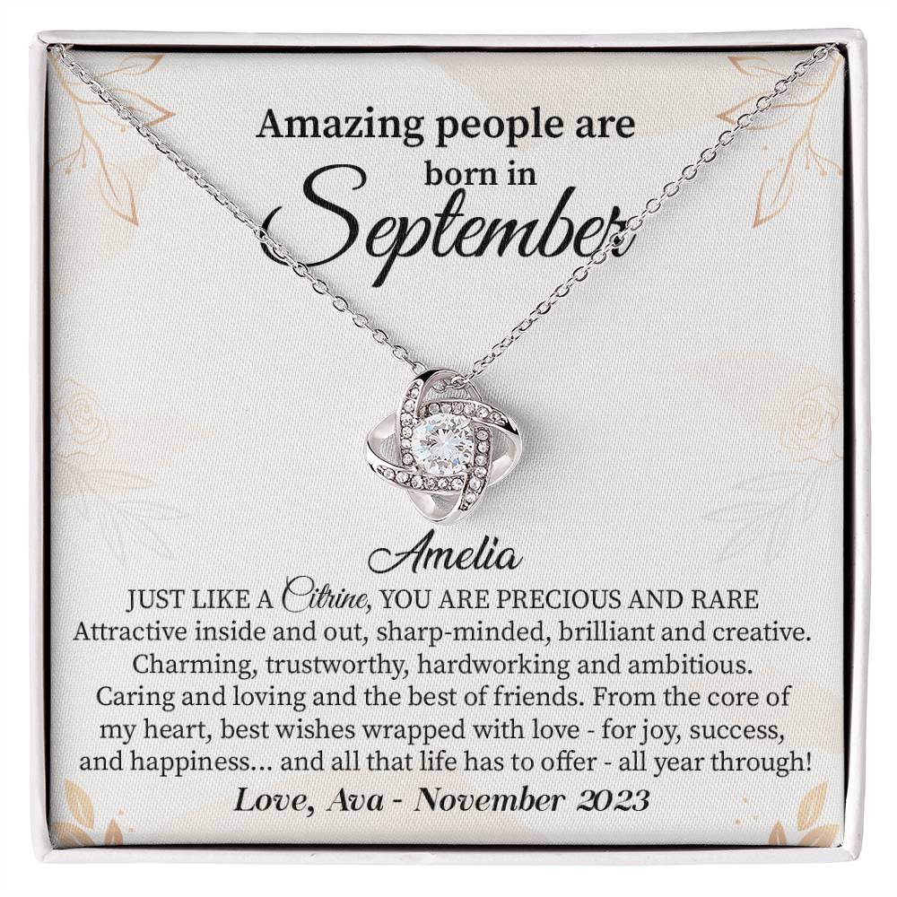 September Birthday Gift for Her – Necklace with Gift Card
