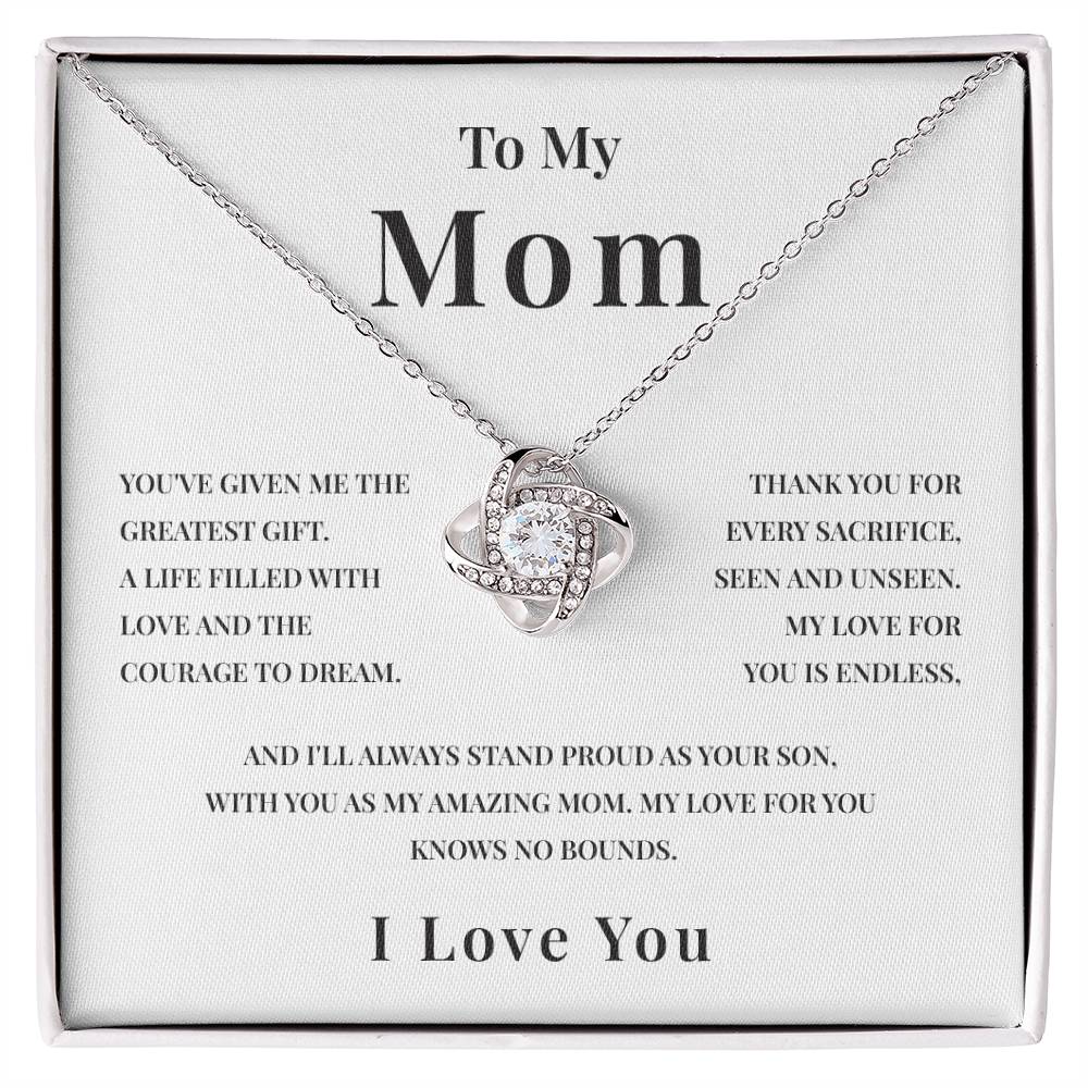 Necklace Gift for Mom from Son with Endless Love Message Card
