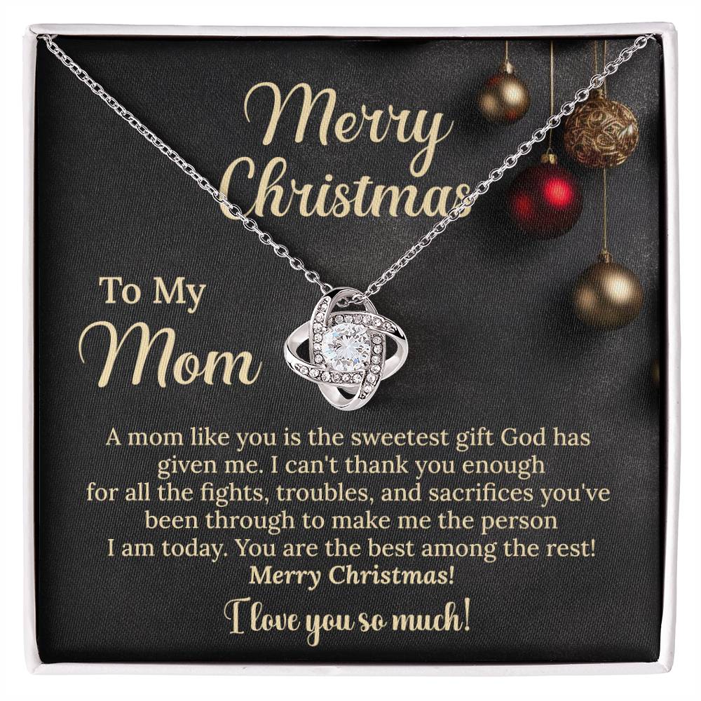 Christmas Necklace Gift for Mom Sweet Holiday Message Card