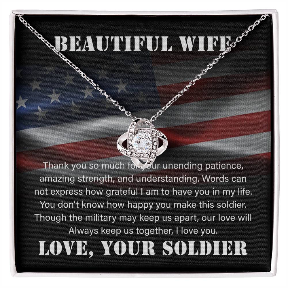 Beautiful wife Love Soldier Love knot Necklace
