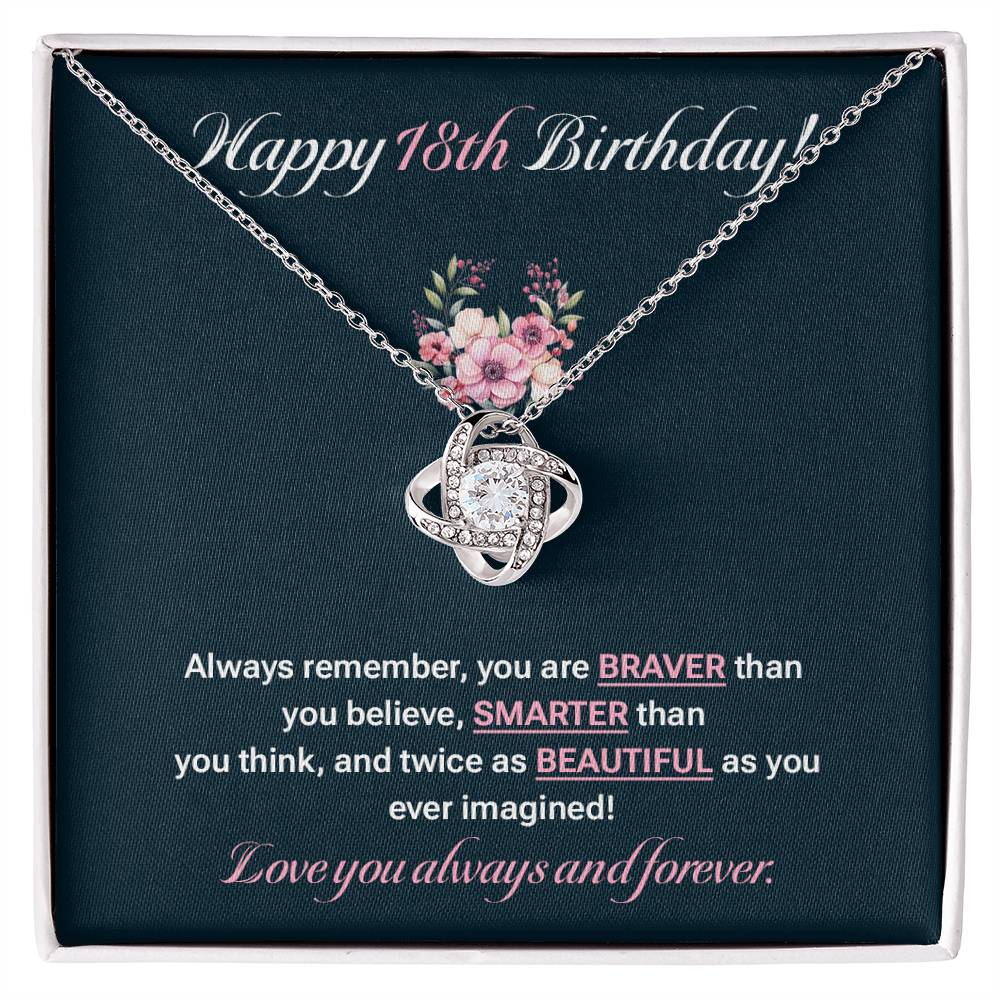 18th Birthday Necklace Gift for Daughter – Floral Message Card