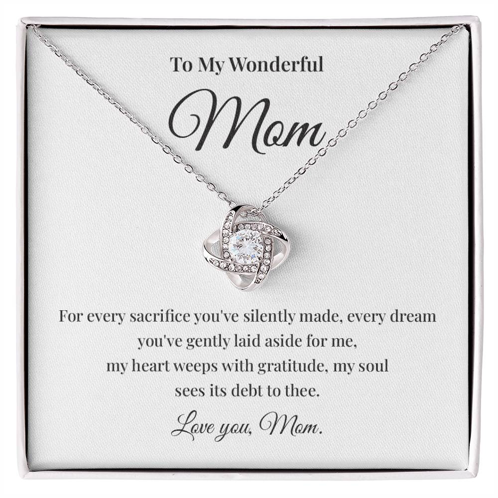 Necklace Gift for Wonderful Mom With Love Knot Pendant