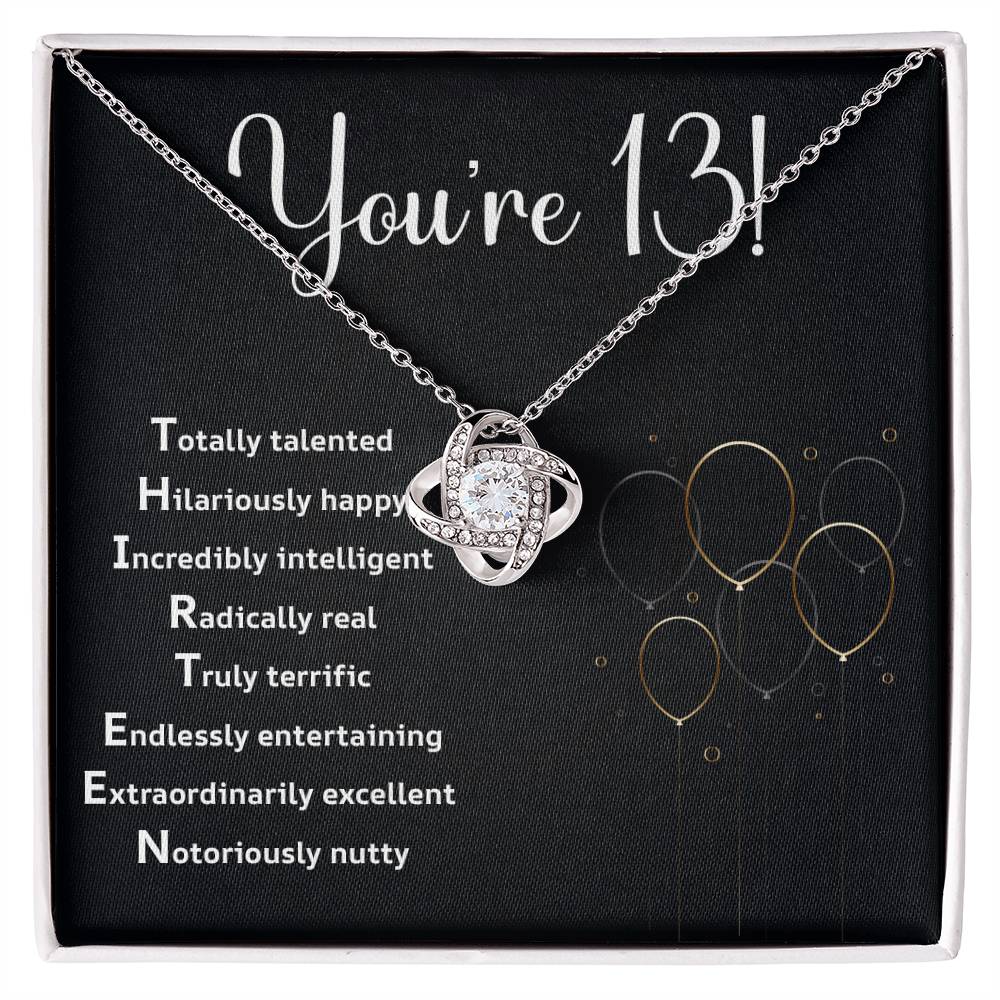 Funny 13th Birthday Necklace for Teen Girl – Gift Box with Acronym Card