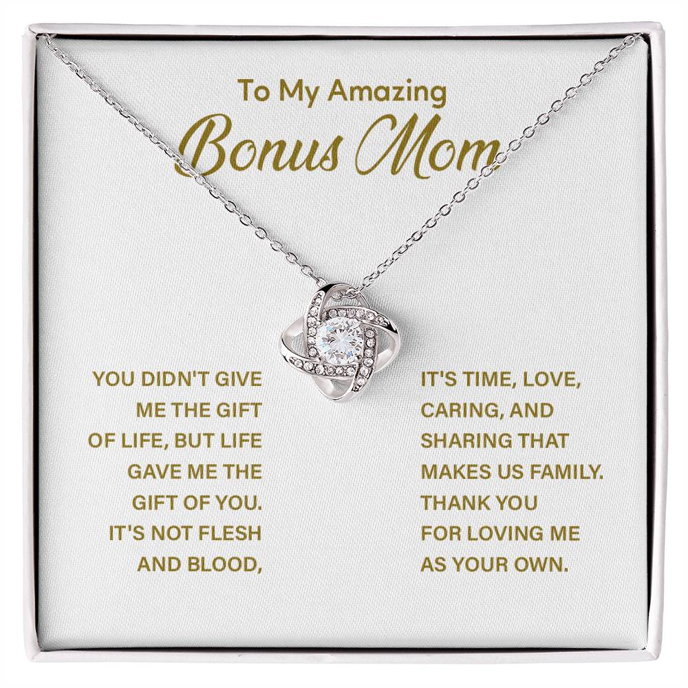 Bonus Mom Necklace with Message Card – Thank You for Loving Me