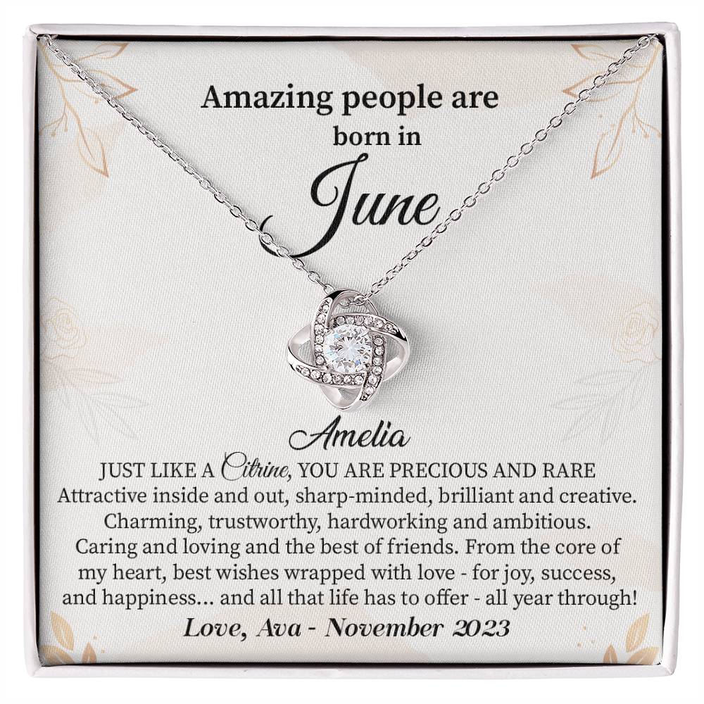 June Birthday Gift for Her – Elegant Necklace with Card