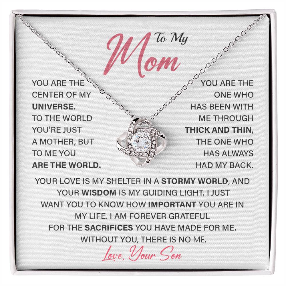 Gift from Son to Mom – Universe Quote Necklace with Keepsake Card