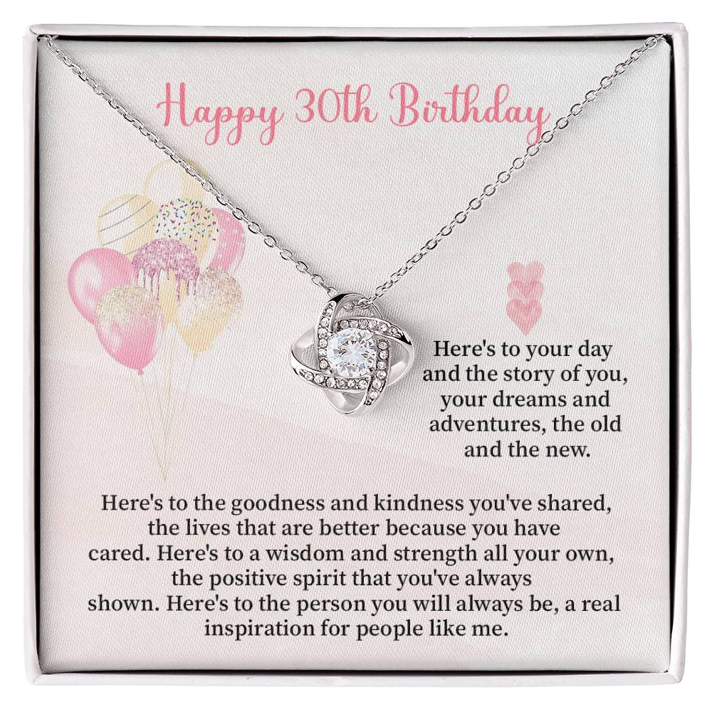 30th Birthday Gift for Her – Sentimental Necklace with Message Card