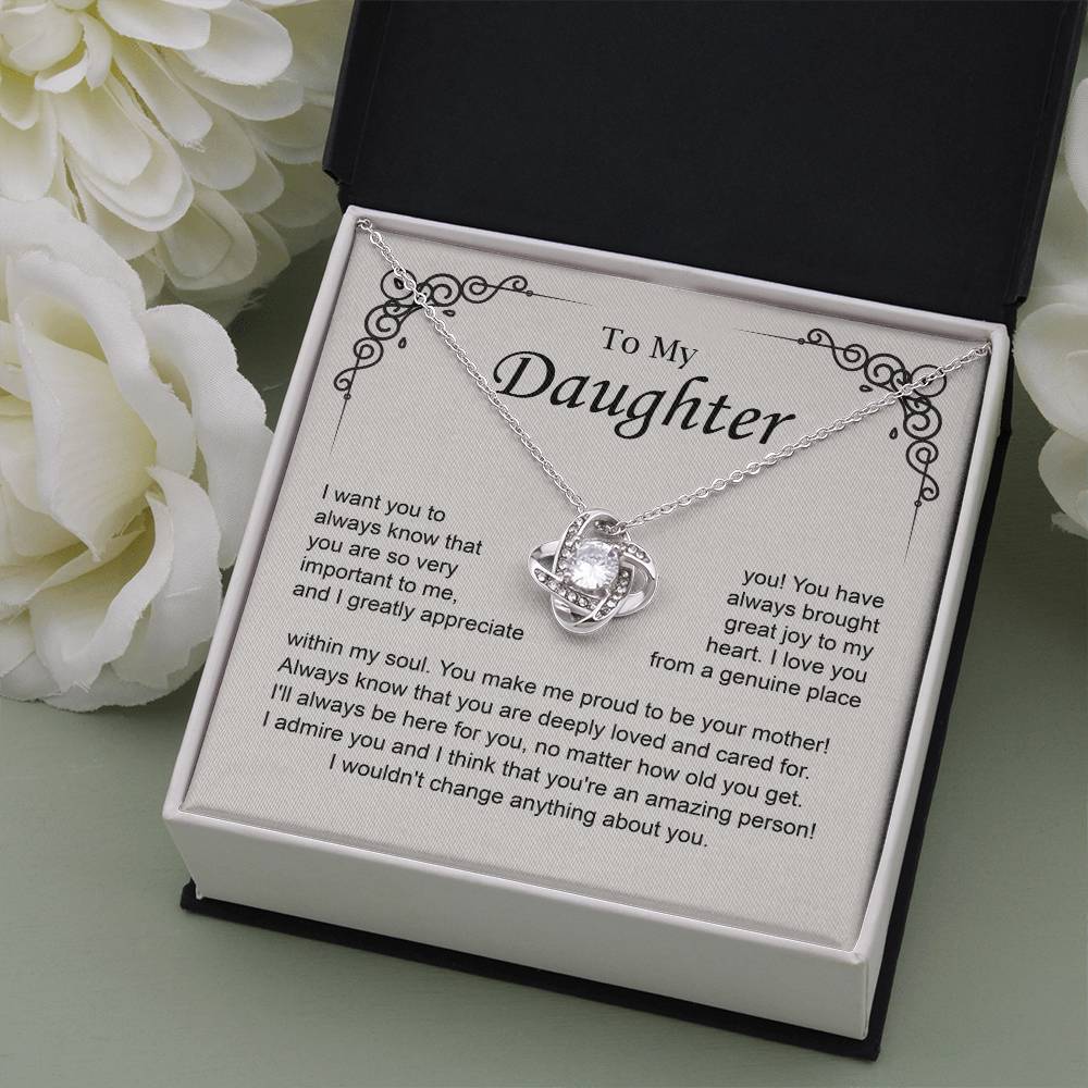 To My Daughter Love Knot Necklace from Mom Gift