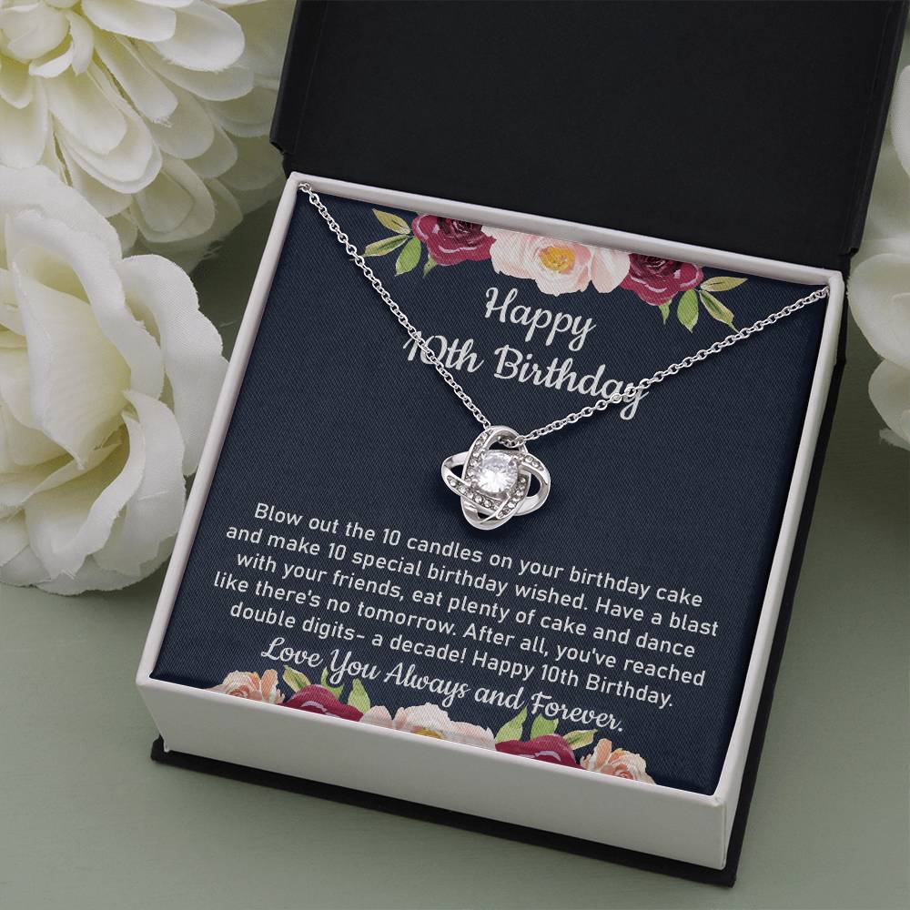 10th Birthday Necklace Gift for Daughter With Message Card