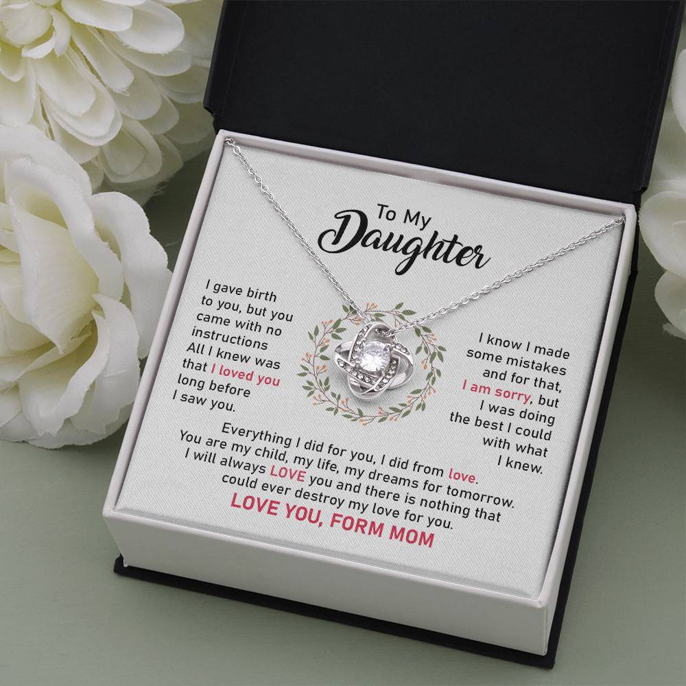 Daughter Necklace from Mom with Apology and Love Message