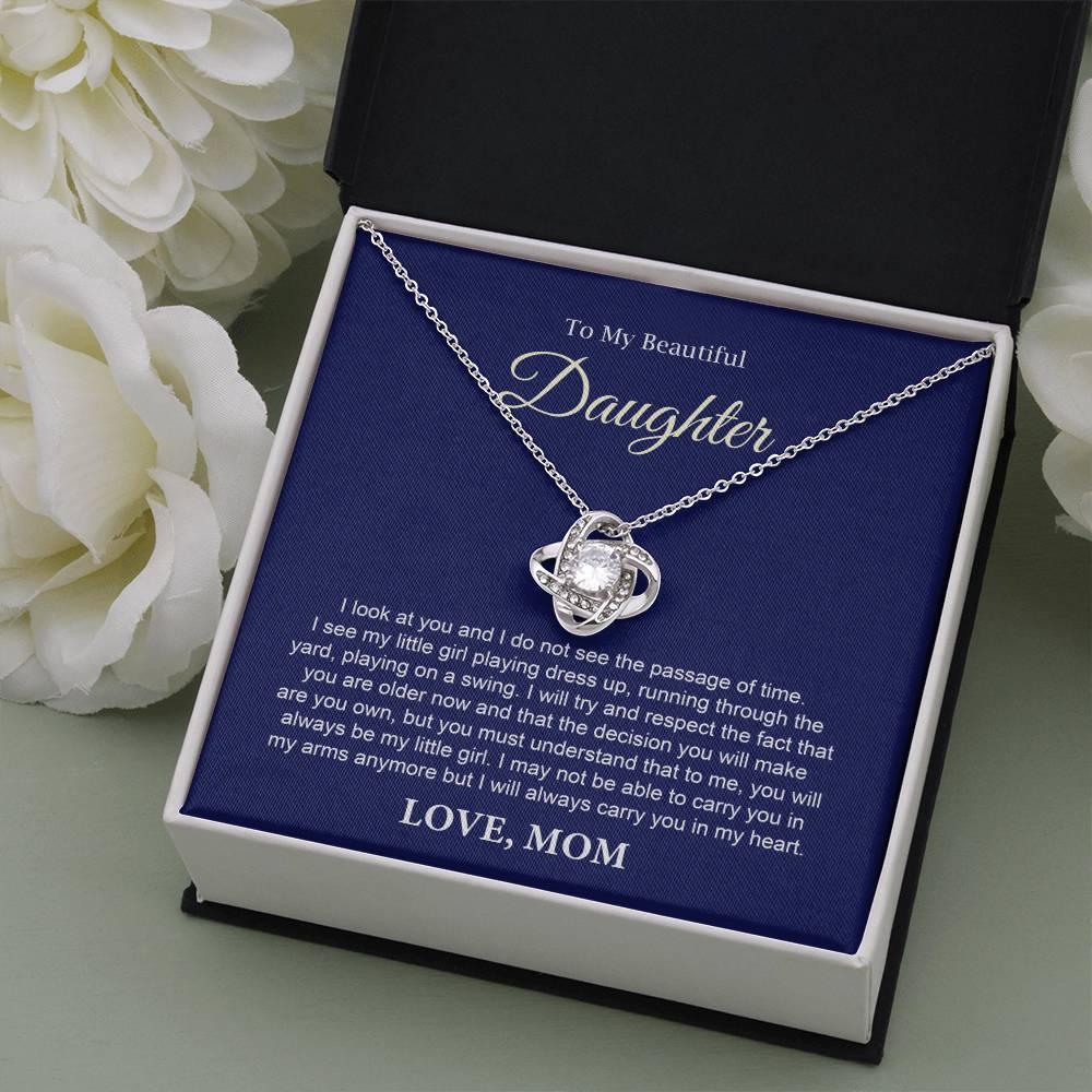To My Daughter Necklace Gift from Mom with Keepsake Note