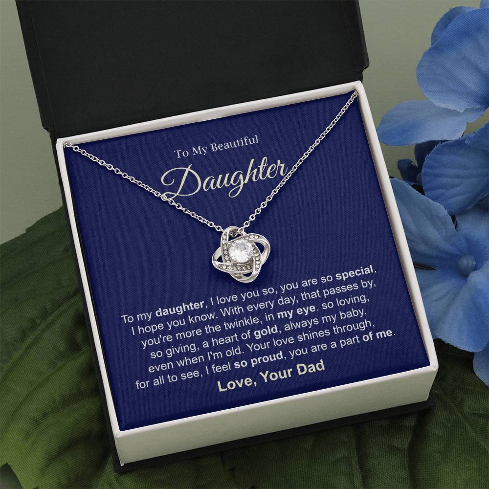 Daughter Necklace Gift from Dad with Sweet Message