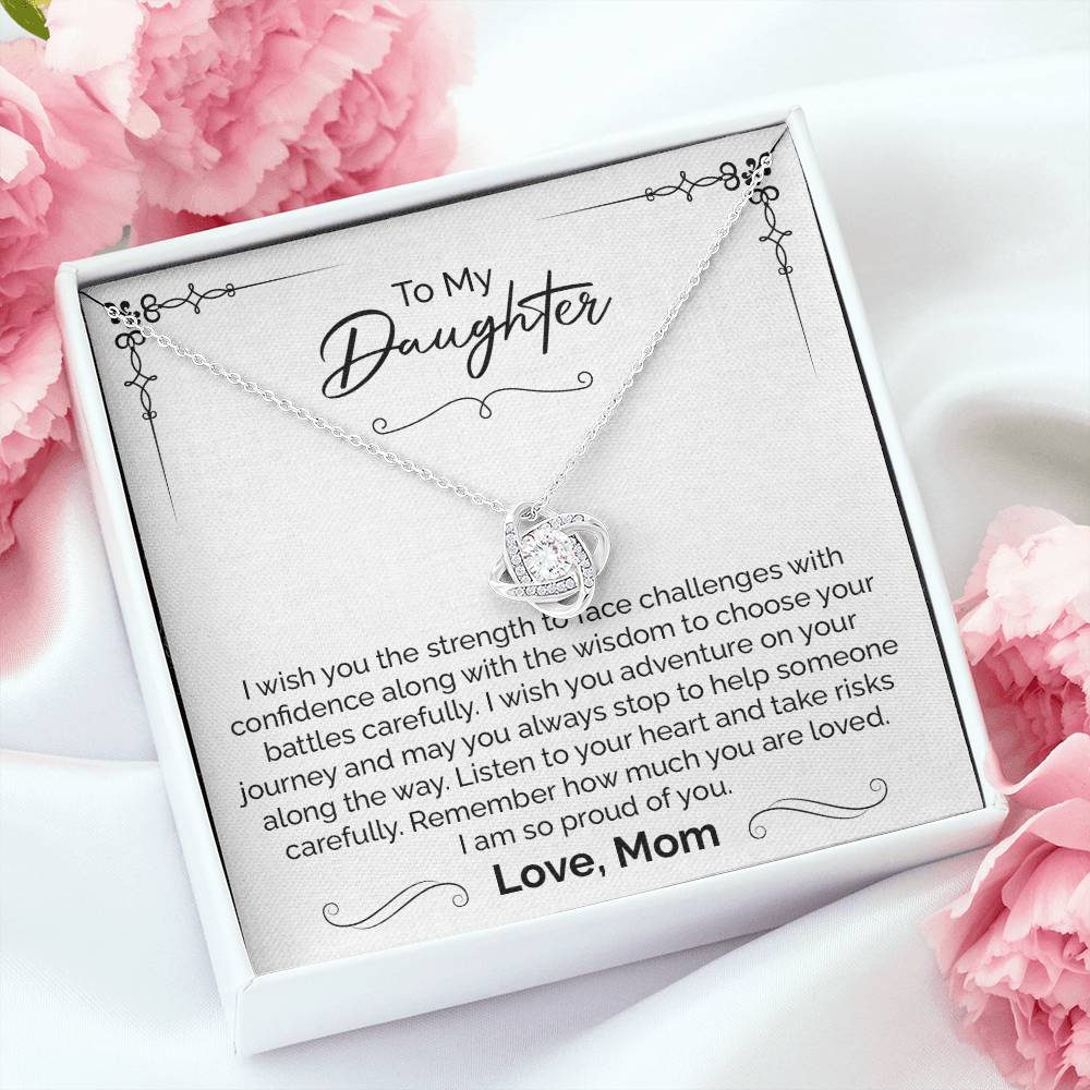 Daughter Necklace from Mom with Message of Strength