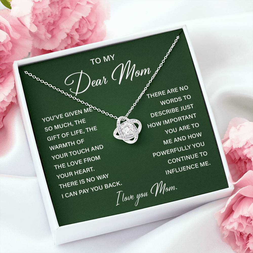 I Love You Mom Necklace with Emotional Gift Note