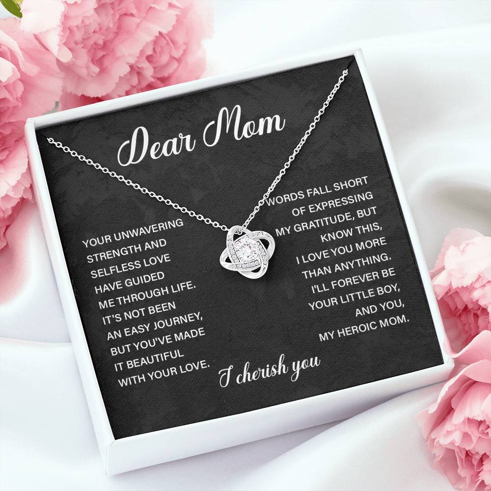 Dear Mom Necklace – From Son to Heroic Mother with Sentimental Card Gift