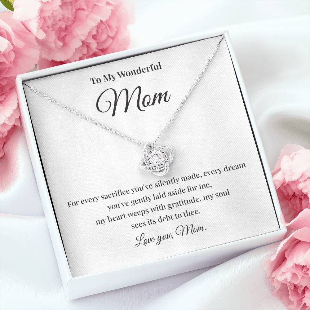 Necklace Gift for Wonderful Mom With Love Knot Pendant