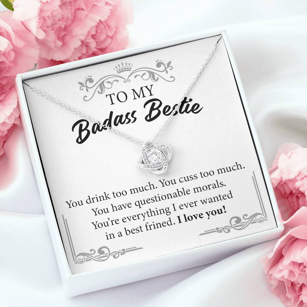 Badass Bestie Necklace Gift with Funny Message Card