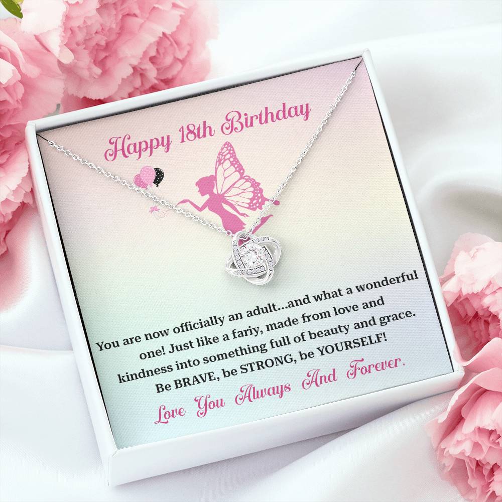18th Birthday Necklace Gift – Fairy Wings & Brave Message Box