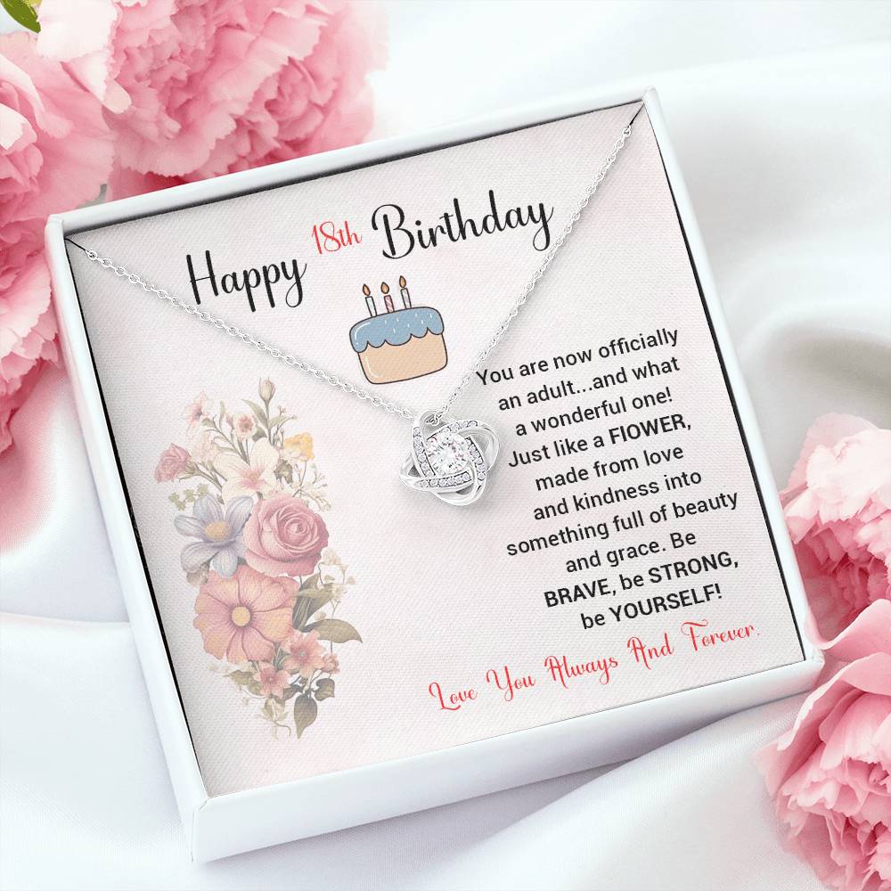18th Birthday Necklace Gift for Daughter – Flower Message Box