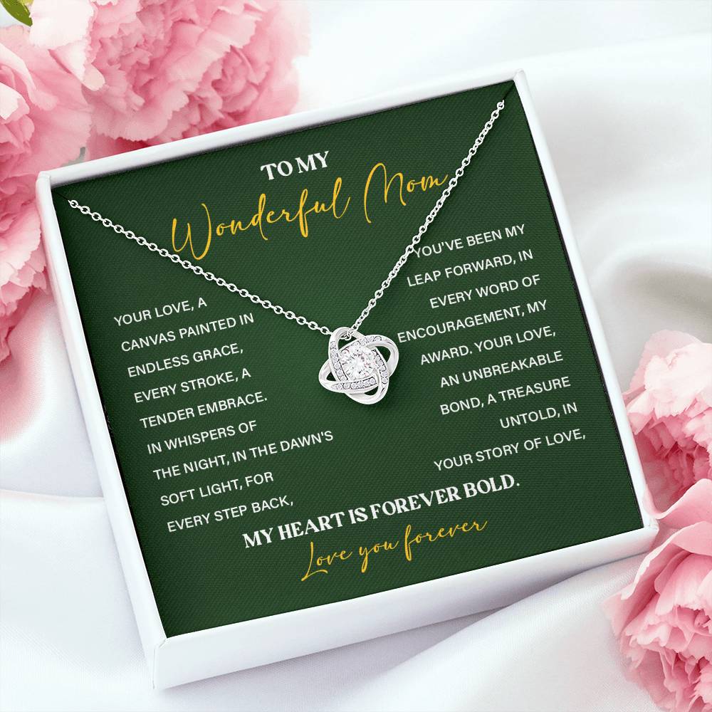 To My Wonderful Mom Necklace with Message Card Gift Box