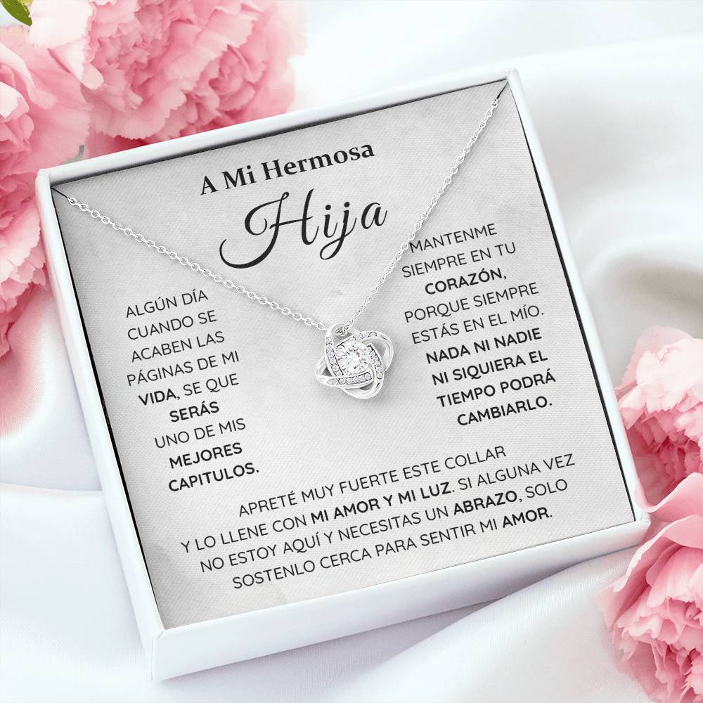 A Mi Hermosa Hija – Collar de Nudo con Tarjeta de Amor Eterno