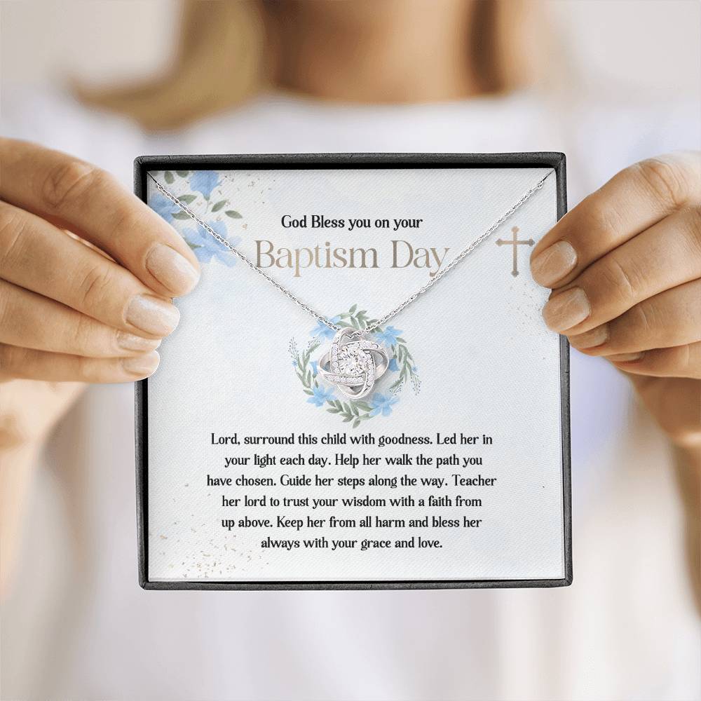 Baptism Necklace Gift for Girl with Message Card