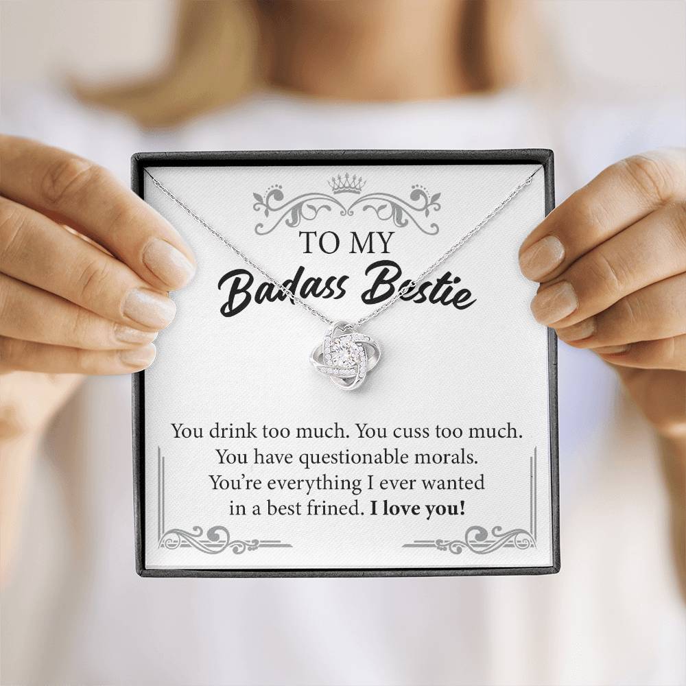 Badass Bestie Necklace Gift with Funny Message Card