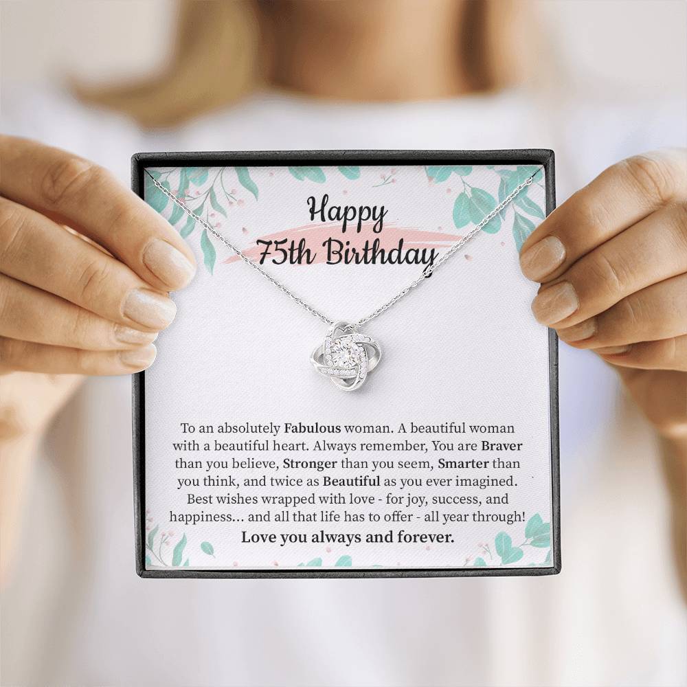 75th Birthday Necklace Gift for Woman with Heartfelt Message