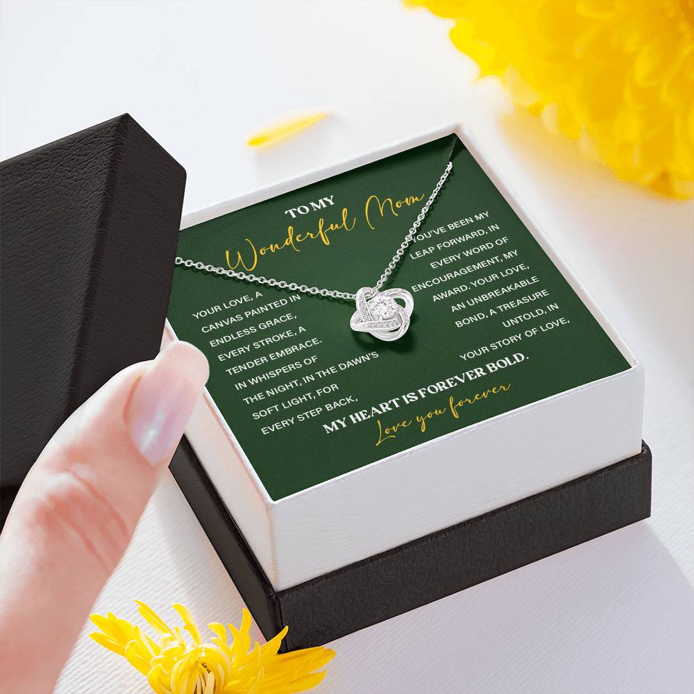 To My Wonderful Mom Necklace with Message Card Gift Box