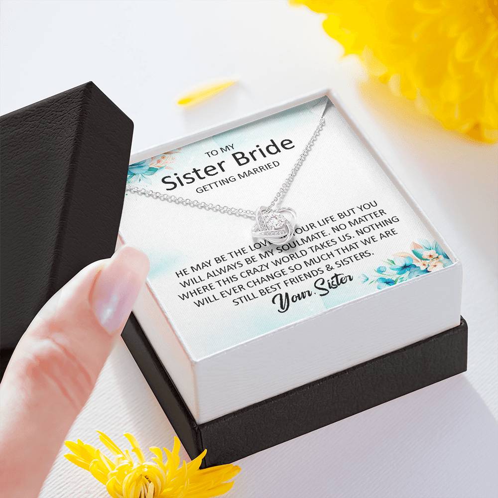 To My Sister Bride Necklace – Wedding Gift With Message Card
