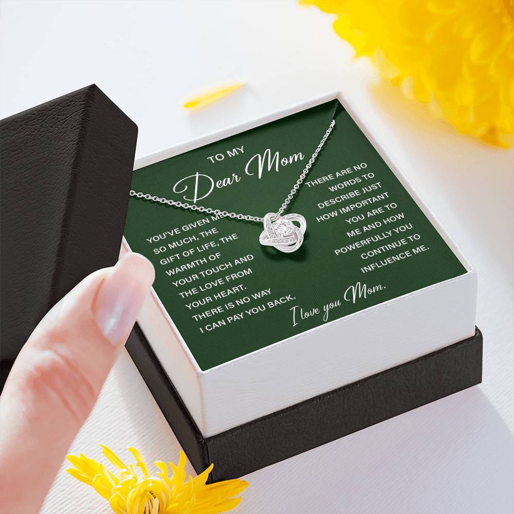 I Love You Mom Necklace with Emotional Gift Note