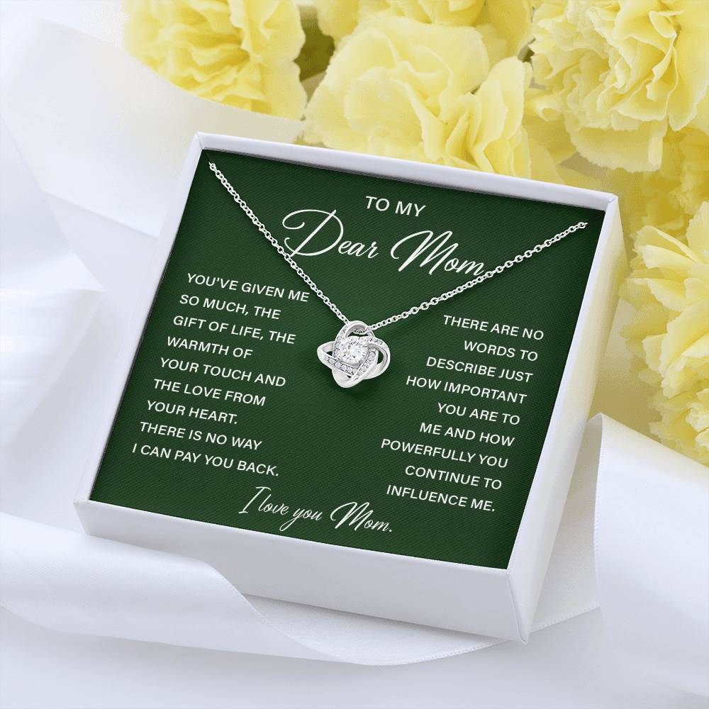 I Love You Mom Necklace with Emotional Gift Note