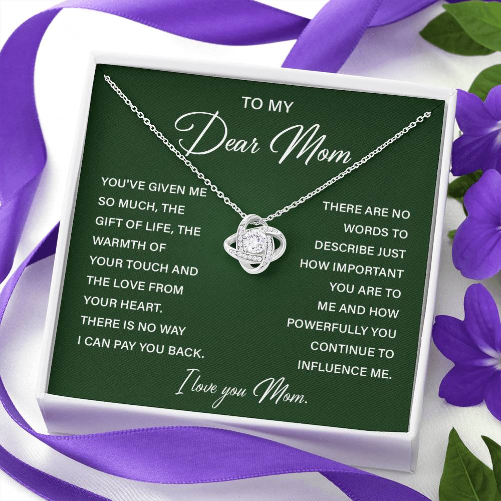 I Love You Mom Necklace with Emotional Gift Note