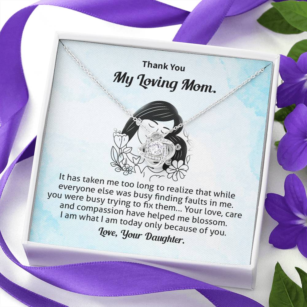 Thank You Mom Necklace Gift from Daughter Card