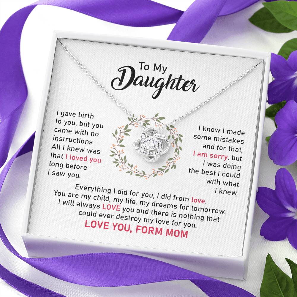 Daughter Necklace from Mom with Apology and Love Message